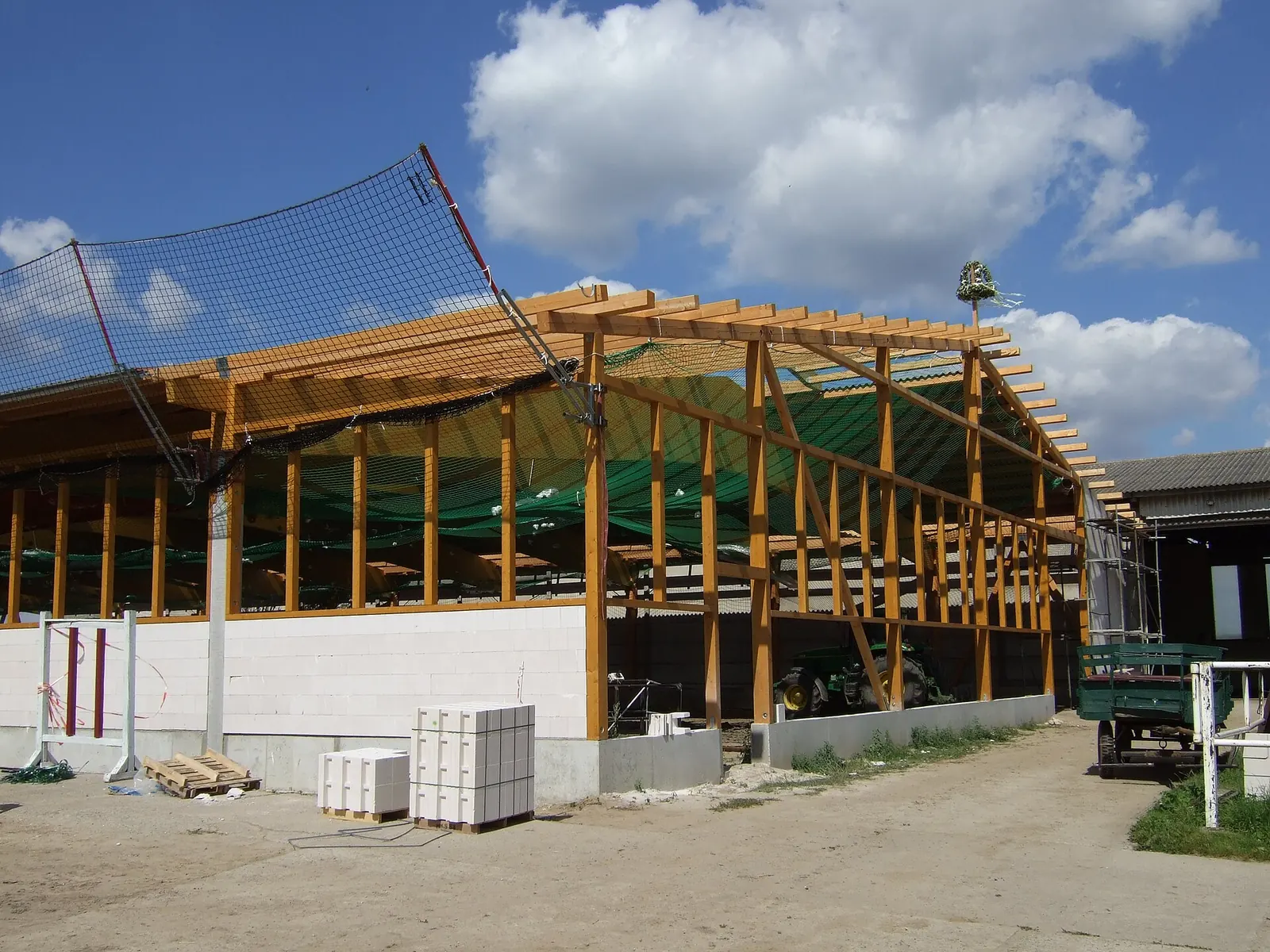 Timber frame building under construction